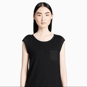 Black Calvin Klein Cap Sleeve One Pocket Tee